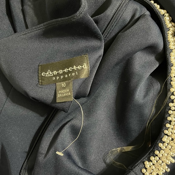 🟣🟣Connected Apparel Woman’s Blue Midi Beaded Round Neck Sleeveless Dress - Picture 6 of 11